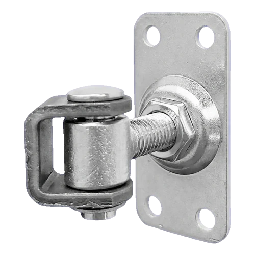 Komet – regulierbare Torwinkelscharnier M12 mit Schildplatte 75 × 37 mm, galvanisch verzinkt 001-522 (1)