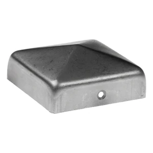 Briefkastenförmige Stahlkappe für Zaunpfosten 50×50 mm mit hohem Rand