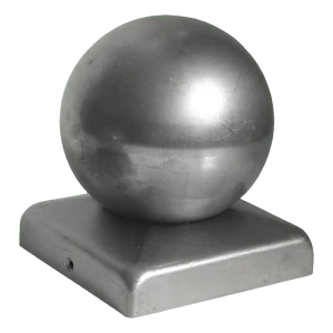 Stahl-Zaunkappe mit Kugel 70×70 mm / ø 60 mm – roh