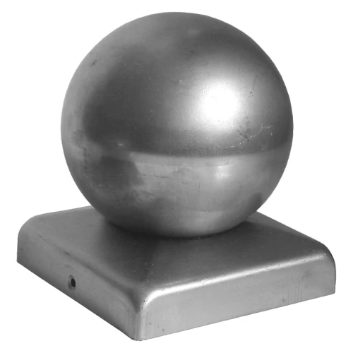 Zaunkappe aus verzinktem Stahl 80×80 mm mit Kugel ⌀ 80 mm 001-565 (1)