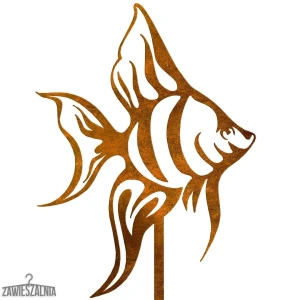 Zawieszalnia – Gartendekoration aus Stahl Fisch Ofelia XXL auf Cortenstahl-Stab