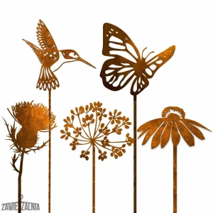 Zawieszalnia – Gartenschmuck rostfarbenes Set mit 5 XXL-Dekorationen aus Corten-Stahl 101 cm