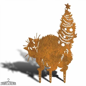 Zawieszalnia – Garten-Dekoration Weihnachtskatze XL 58 cm aus Corten-Stahl