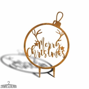 Zawieszalnia – Gartendekoration Weihnachtskugel Merry Christmas XL 77 cm aus Cortenstahl