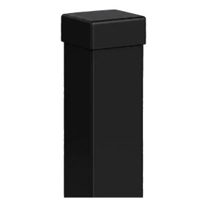 Zaunpfosten Stahl 80×80 mm schwarz RAL 9005 – 2,0 m mit Abdeckkappe
