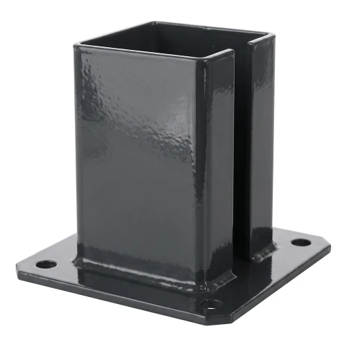 Stahlbodenplatte für Zaunpfosten 100×100 mm – Montagefuß Graphit RAL 7016 000-792 (1)