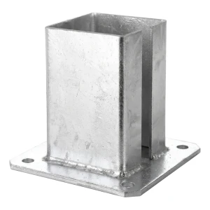 Stahlfußplatte für Zaun- und Torpfosten 100×100 mm, verzinkt
