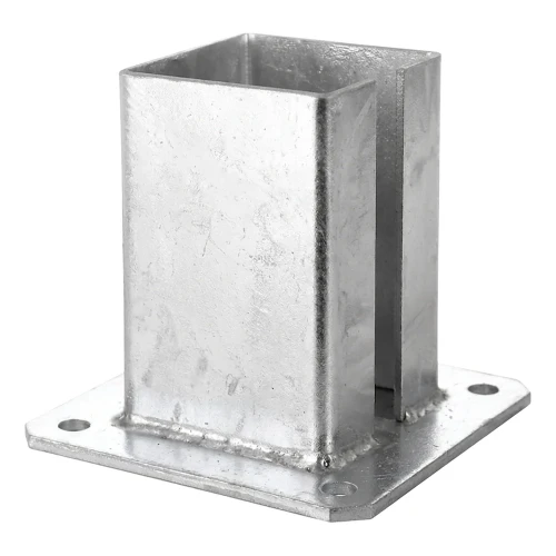 Stahlfußplatte für Zaun- und Torpfosten 100×100 mm, verzinkt 000-789 (1)