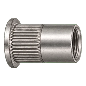 Blindnietmutter Edelstahl A4 M12×23 mm – Flachkopf, gerändelter Schaft – Karton à 250 Stk.