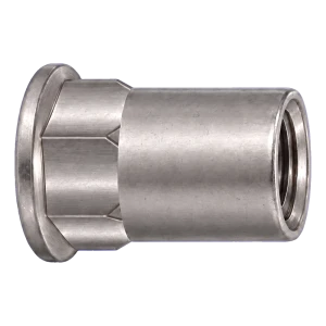 Blindnietmutter Edelstahl A4 M10×22 mm – Flachkopf, Schaft teilweise sechskant – Karton 250 Stk.