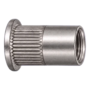 Blindnietmutter Edelstahl A4 M6×14,5 mm – Flachkopf, gerändelter Schaft – Karton 250 Stück