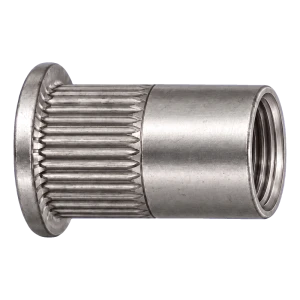 Blindnietmutter Edelstahl A2 M6×16 mm – Flachkopf, gerändelter Schaft – Karton 250 Stk.