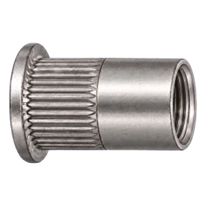 Blindnietmutter Edelstahl A2 M6×14,5 mm – Flachkopf, gerändelter Schaft – Karton à 250 Stück