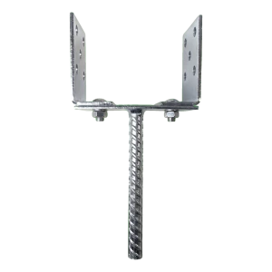 Pfostenträger höhenverstellbar zum Einbetonieren (mit Stab) 0–165 mm – Stab 190 mm, verzinkt