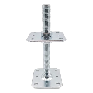 Pfostenträger höhenverstellbar 110×110 mm, Gewinde M24 – Höhe 250 mm, verzinkt