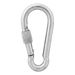 Karabinerhaken mit Schraubverschluss verzinkt 7×70 mm – Sicherungsmutter, DIN 5299 D