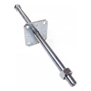 Pfostenträger höhenverstellbar 110×110 mm, Gewinde M24 – Höhe 500 mm, verzinkt
