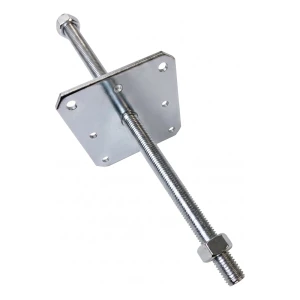 Pfostenträger höhenverstellbar 160×160 mm, Gewinde M24 – Höhe 500 mm, verzinkt