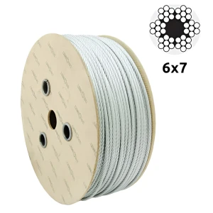 Verzinktes Stahlseil Ø5,0 mm 6×7 mit Faserkern – Verkauf per Meter