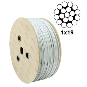 Verzinktes Stahlseil Ø2,0 mm einlitzig 1×19 – Verkauf pro Meter