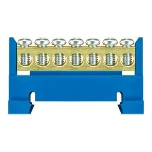 Null-Klemmleiste für Schiene -7 blau - niedriger Sockel