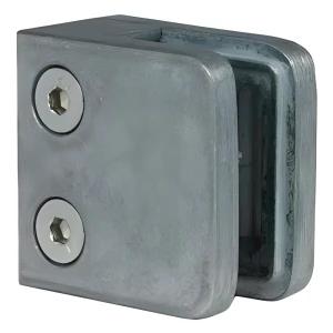 Glashalter 45x45x26 mm, Glas 6-10,76 mm, Zamak, Flachsystem, roh