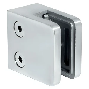 Glashalter 45x45x26 mm, Glas 6-10,76 mm, AISI 304, Flachsystem, Satin