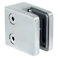 Glashalter 45x45x26 mm, Glas 6-10,76 mm, AISI 304, Flachsystem, Hochglanz