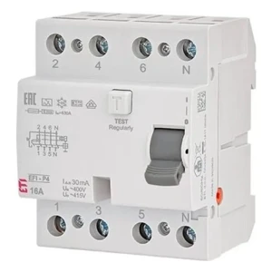 Fehlerstrom-Schutzschalter 4P 25A 30mA typ AC EFI6-P4 AC 25/0.03 002061651 ETI