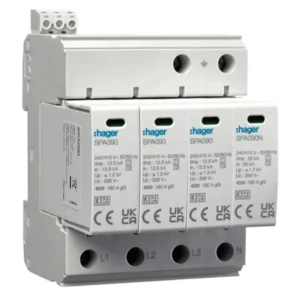Überspannungs-Ableiter Typ 1+2 (B+C) 4P 50kA 1,2kV SPD MOV Netzwerk TN-S/TT Kontakt SPA931 HAGER