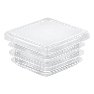 Lamellenstopfen quadratisch 60×60 mm, farblos
