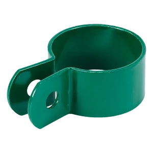 End-Zaunschelle mit einem Loch für Rundpfosten Ø 42 mm, grün (RAL 6005)