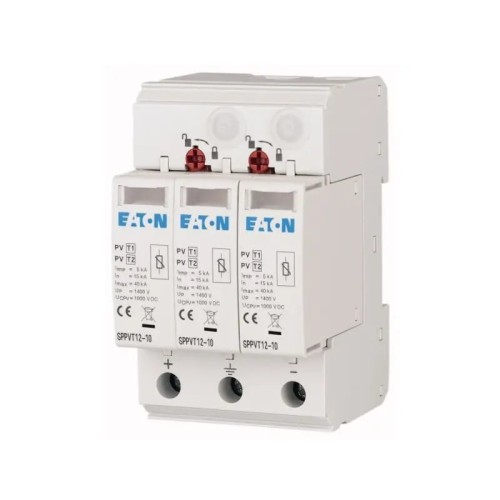 Überspannungsableiter PV DC Typ 1+2 (B+C) 1000V 2P+N 15kA 3,7kV SPPVT12-10-2+PE 177256 EATON GPV-401-44