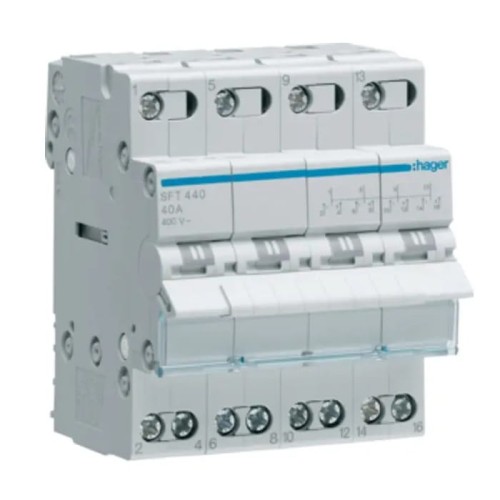 Einbau Modulschalter I-0-II (1-0-2) gemeinsamer Punkt von oben 4P 40A 400VAC SFT440 HAGER GPV-401-68
