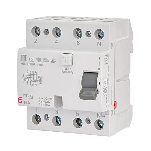 Fehlerstrom-Schutzschalter 4P 40A 30mA AC Typ EFI6-P4 AC 40/0.03 002061652 ETI GPV-401-73