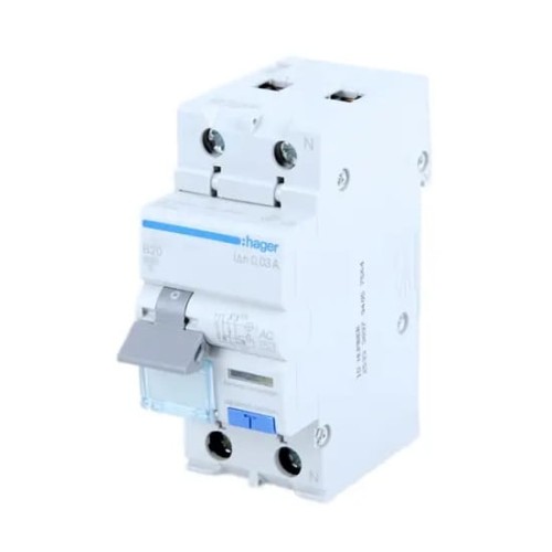 Fehlerstrom-Schutzschalter mit Überstromsegment B 16A 1P+N 6kA 30mA AC Typ ADC916D HAGER GPV-401-91