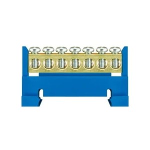 Null-Klemmleiste für Schiene -7 blau - niedriger Sockel