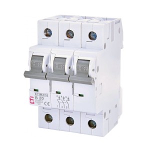Überstrom-Schutzschalter B 20A 3P 6kA ETIMAT6 002115517 ETI