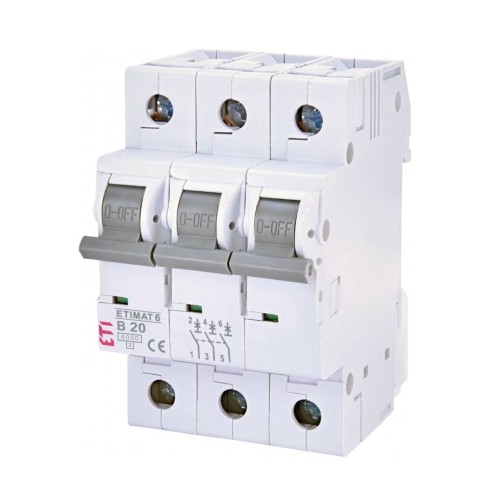 Überstrom-Schutzschalter B 20A 3P 6kA ETIMAT6 002115517 ETI GPV-401-102