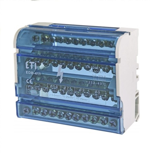 Schaltblock 4-polig 125A 11-zaciskowy TH35 EDB-411 001102304 ETI GPV-401-182