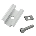 Mittlere Klemmhalterung H25 L50 Roh mit Schraube M8x25 und Einsatz für 35-mm-Paneele PV-04-17 (2)
