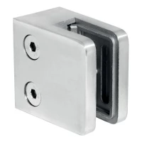 Glashalter 45x45x26 mm, Glas 6-10,76 mm, AISI 304, Flachsystem, Satin