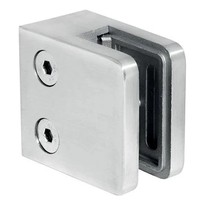 Glashalter 45x45x26 mm, Glas 6-10,76 mm, AISI 304, Flachsystem, Satin 000-260 (1)