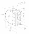 Glashalter 50x40x26 mm mit Pin, Glas 6-10,76 mm, AISI 304, System 42,4 mm, Satin 000-265 (3)