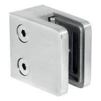 Glashalter 45x45x26 mm, Glas 6-10,76 mm, AISI 304, Flachsystem, Hochglanz