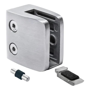 Glashalter 8-12,76 mm 52x52x32 mm Konsole und Pin AISI 304 Flachsystem Satin
