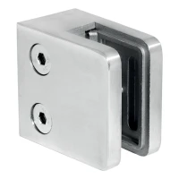 Glashalter 45x45x26 mm, Glas 6-10,76 mm, AISI 316, Flachsystem, Satin