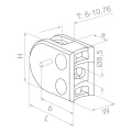 Glashalter 50x40x26 mm mit Pin, Glas 6-10,76 mm, AISI 304, System 42,4, Hochglanz 000-264 (3)