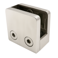 Glashalter 45x45x26 mm mit Pin-Träger Glas 6–10,76 mm AISI 304 Flachsystem Satin 000-268 (1)