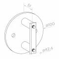 Endpfosten links ø42,4x1230mm AISI304 Seitenbefestigung satiniert 000-525 (5)